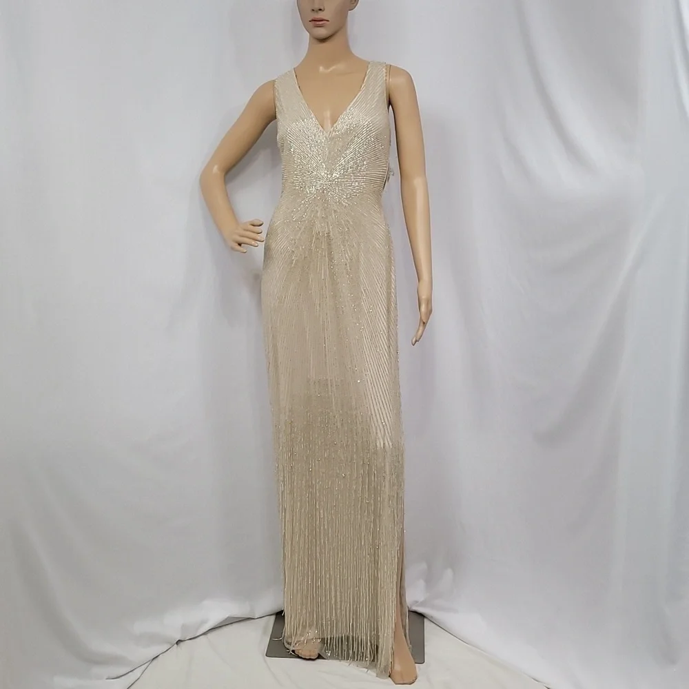 Aidan Mattox Women's Plunging V Neck Gown - Picture 9 of 15